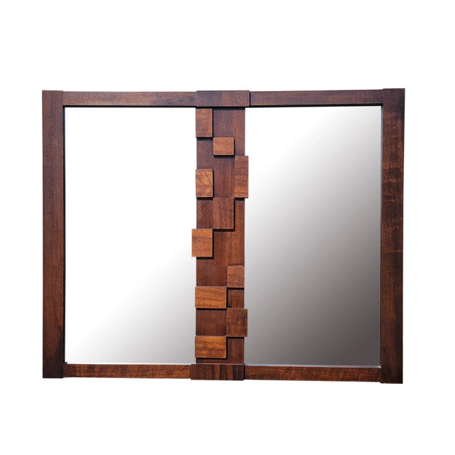 1970s A Brutalist Mid-Century Mirror / Paul Evans Style by Lane For Sale - Image 5 of 8