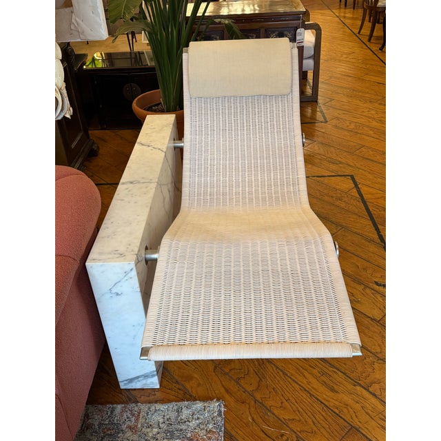 Italian Kreoo by Decormarmi Vis-A-Vis Marble + Rattan Floating Chaise For Sale - Image 3 of 12