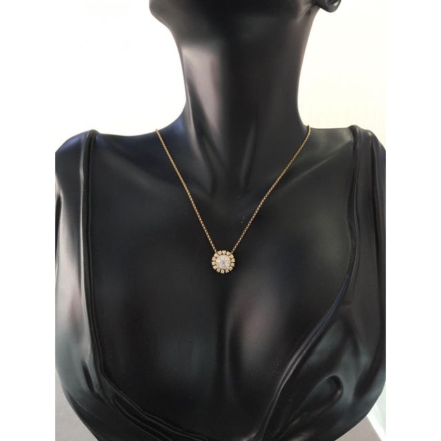 Silver Round Shape Brilliant Cut Sunflower Flora Sun Ray Illusion Set Halo Set Pave Set For Sale - Image 8 of 9