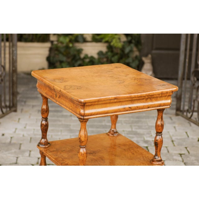 Wood French Burled Walnut Three-Tiered Trolley with Butterfly Veneer, circa 1870 For Sale - Image 7 of 12