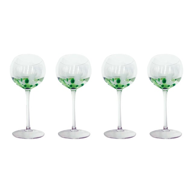 Fiesta Wine Glasses, Green/White, Set of 4 For Sale