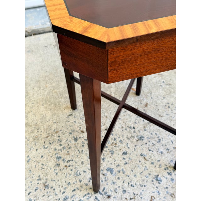 George III Flame Mahogany Work Table With Satinwood Band For Sale - Image 10 of 11