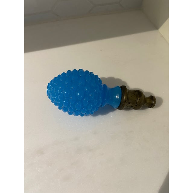 Antique French Hobnail Blue Opaline Newel Post Finial For Sale - Image 4 of 7