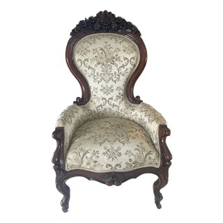 19th Century Rococo Revival Carved Bergère Armchair, in the Manner of John Henry Belter For Sale