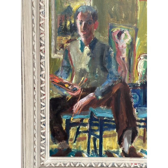 Einar Lindberg, Artist in His Studio, 1947, Oil Painting on Panel, Framed For Sale - Image 13 of 18