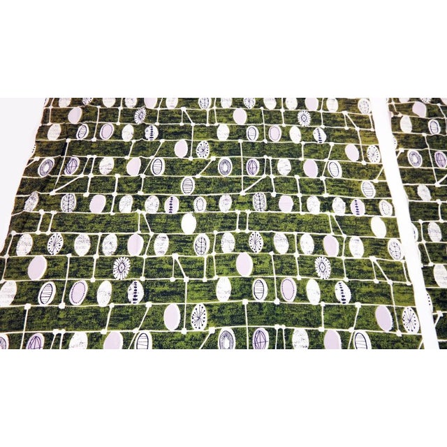 A pair of vintage printed plain-weave cotton curtains, "Strata" by Lucienne Day for F. Schumacher & Co. The 1950's fabric...