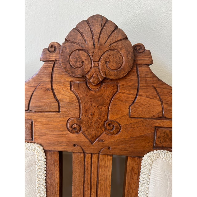 Antique Victorian Eastlake Walnut Settee/Loveseat - Reupholstered For Sale - Image 4 of 9
