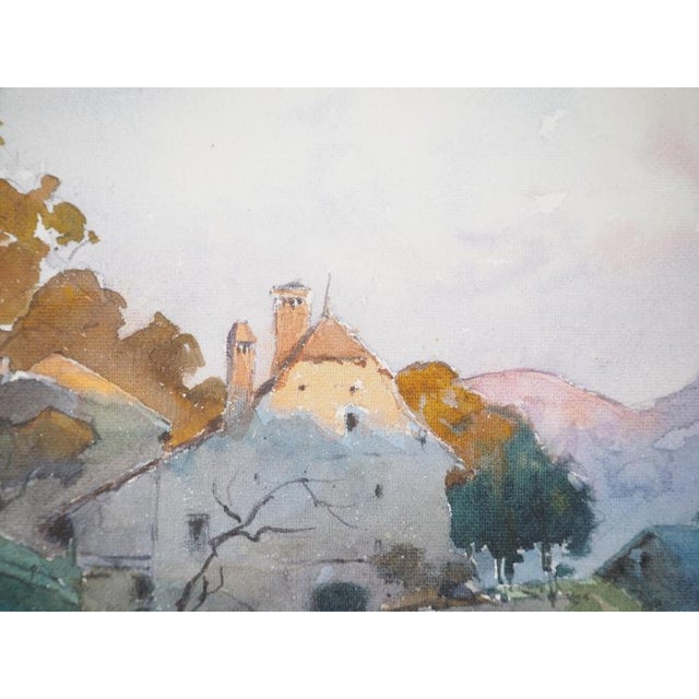 René Leverd, Switzerland, Sunset Over Bouveret, Watercolor For Sale - Image 4 of 8