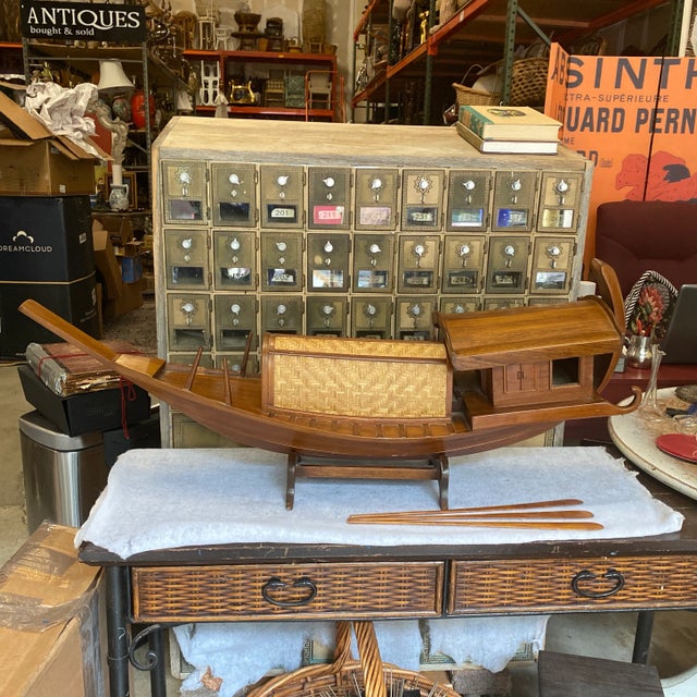 Brown 1960s Sculptural Hand Carved Wooden Boat For Sale - Image 8 of 8