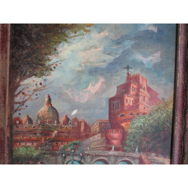 Vintage Painting on Canvas of St. Peter's Basilica in Gold & Red Frame For Sale - Image 12 of 18