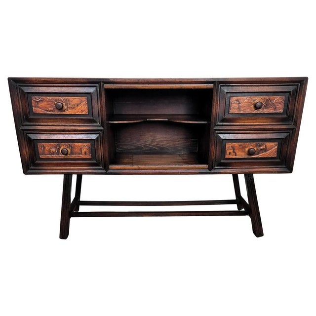 Antique Italian Rustic Folk Art Carved Sideboard, 1890s For Sale - Image 12 of 12