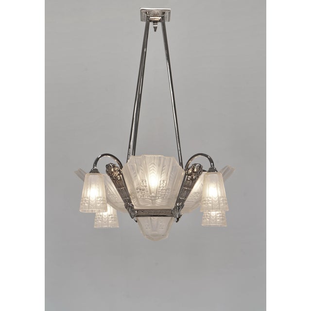 Art Deco French Art Deco Chandelier by Jean Gauthier 1930 France For Sale - Image 3 of 11