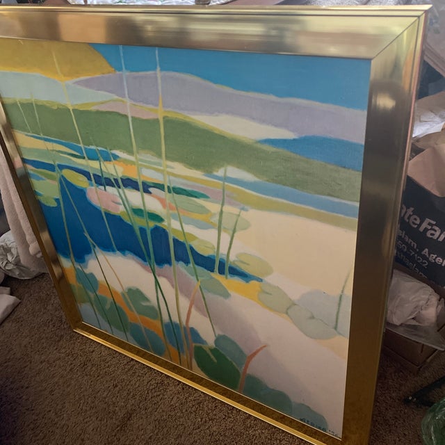 1970s Lily Pond in Summer Created by Japanese American Artist Tadashi Asoma For Sale In San Antonio - Image 6 of 9