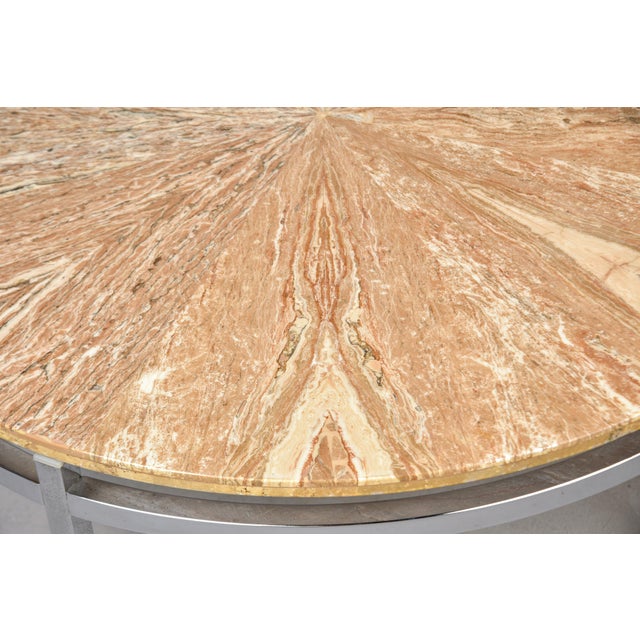Mid Century Round Marble Top Coffee Table With Chrome Base For Sale - Image 10 of 10