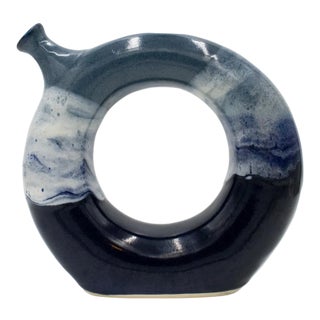 Vintage 1990s Handmade Donut Tube Pitcher For Sale