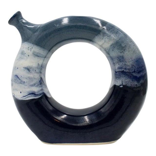 Vintage 1990s Handmade Donut Tube Pitcher For Sale