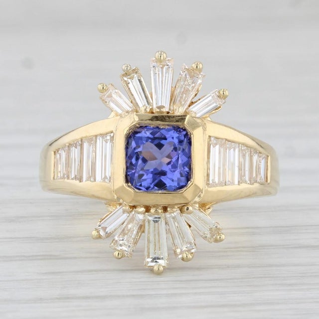 2.75ctw Tanzanite Diamond Ring 18k Yellow Gold Size 8.75 Cocktail For Sale In Greensboro - Image 6 of 8