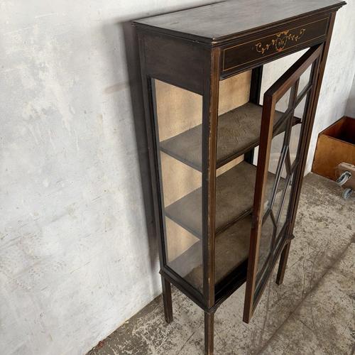 Antique Edwardian Mahogany-Toned Glazed Display Cabinet, 1890s For Sale - Image 3 of 11