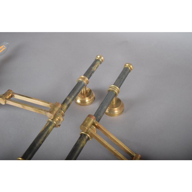 Brass Swing-Arm Wall Lamps from Maison Jansen, 1960s, Set of 2 For Sale - Image 3 of 14
