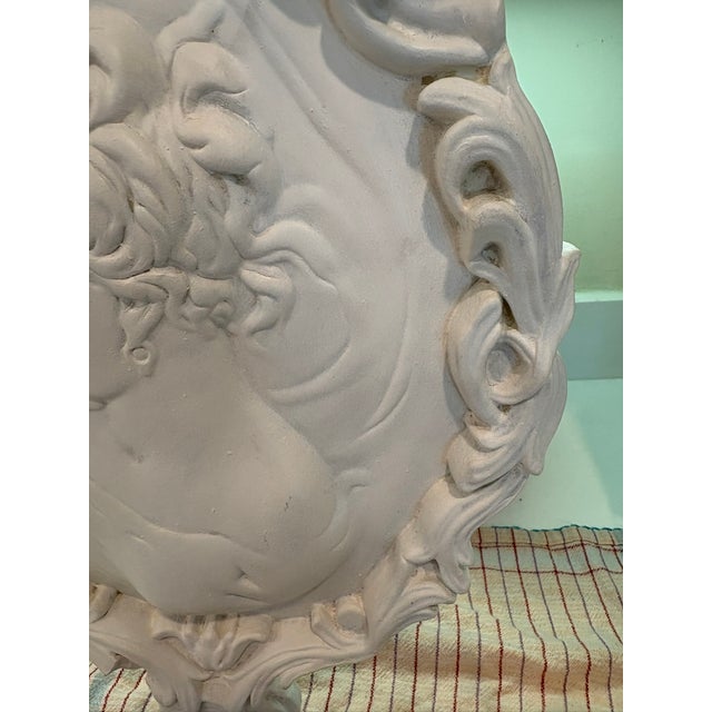 White Oversized Large French Baroque Cameo Wall Plaque Portrait Relief in Antique White For Sale - Image 8 of 14