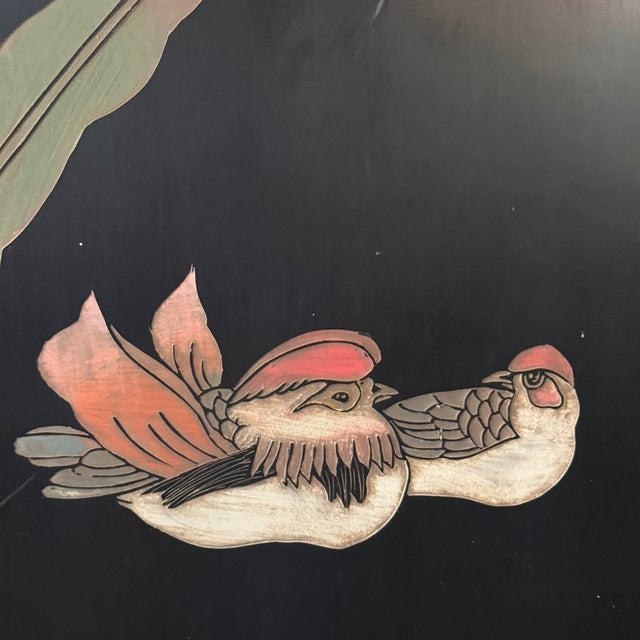 Monumental Antique Chinese Double-Sided Black Lacquer Six-Panel Screen For Sale - Image 4 of 8