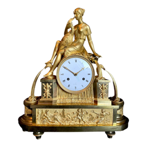 1800 French Empire Gold Ormolu Bronze Mantel Clock 1pc