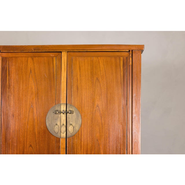 Brown Late Qing Dynasty Elm Armoire with Storage Drawers and Hidden Lower Compartment For Sale - Image 8 of 12