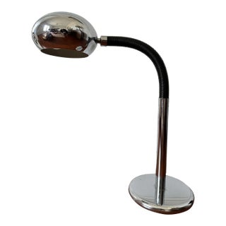 French Mid-Century Chrome and Adjustable Plastic Arm Desk Lamp For Sale