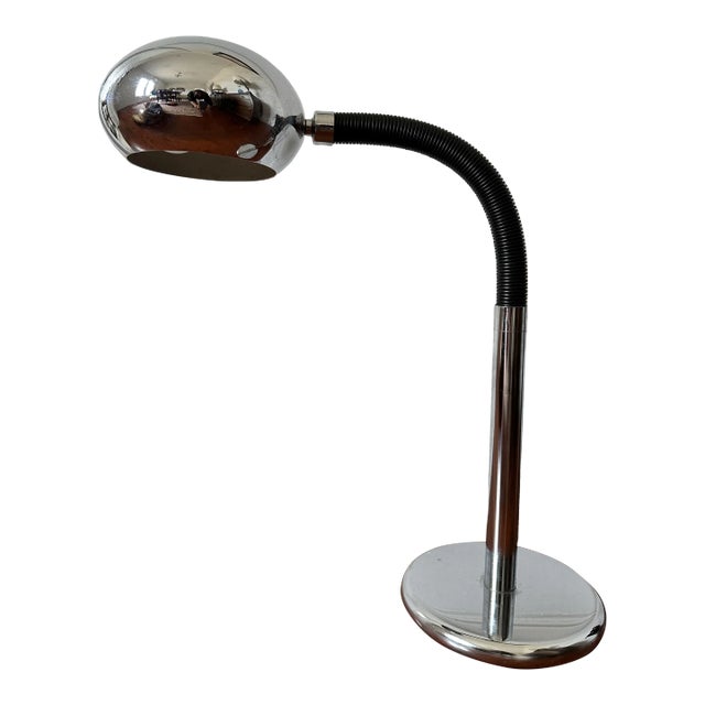 French Mid-Century Chrome and Adjustable Plastic Arm Desk Lamp For Sale