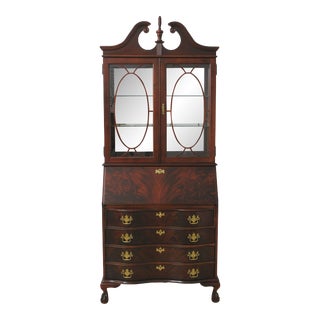 Jasper Flame Mahogany Clawfoot Secretary Desk For Sale