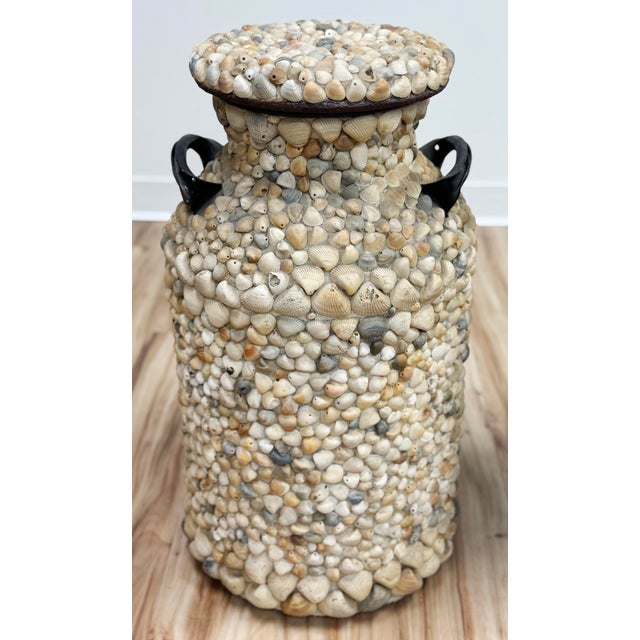Ivory Large Antique Shell Encrusted Milk Jugs, a Pair For Sale - Image 8 of 14