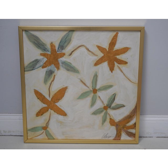 Modern Pair Modern Design Gold Framed Painting on Board For Sale - Image 3 of 13