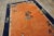 1920s Orange Medallion Scene Antique Chinese Art Deco Carpet 6 'X 8'6" Knotted Wool Rug For Sale In New York - Image 6 of 15