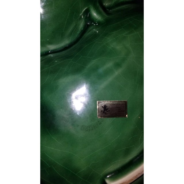 Boho Chic Vintage Majolica Bordallo Pinheiro Green Cabbage Serving Bowl For Sale - Image 3 of 4