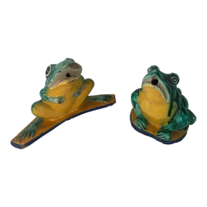 Set of Faience Frogs