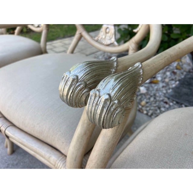 Ornamental & Decorative Materials Ferguson Copeland Coastal Palm Beach Faux Bamboo Dining Armchairs - Set of 6 For Sale - Image 7 of 13