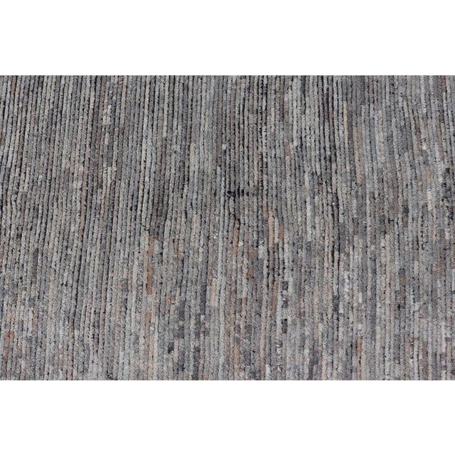 Gray Modern Moroccan Style Tribal Long Runner in Shades of Gray All-Over Design For Sale - Image 8 of 10