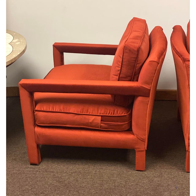 Red 1970s Milo Baughman Red Parsons Armchairs – a Pair For Sale - Image 8 of 12