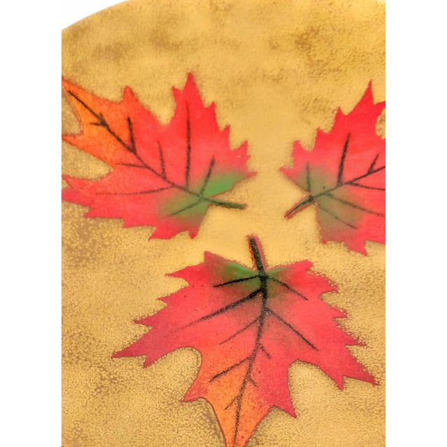 Copper Mid Century Canadian Enamel Maple Leaf Copper Plate For Sale - Image 8 of 9