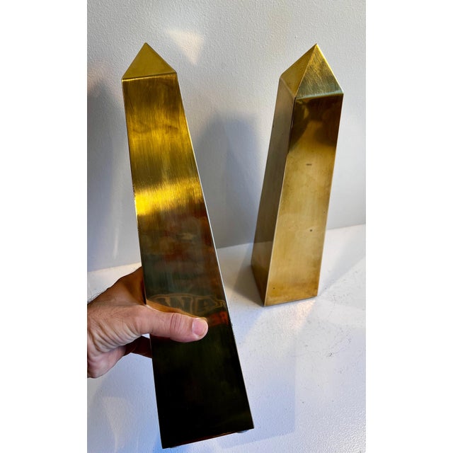 Sarreid Ltd. Vintage Italian Brass Obelisks, 1970's - A Pair For Sale - Image 4 of 12