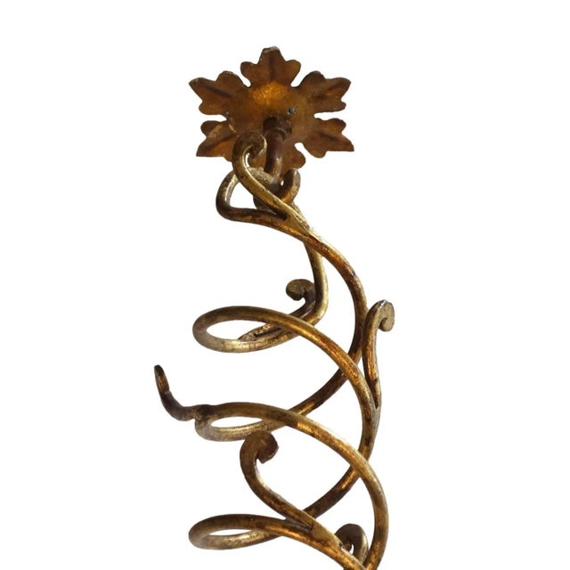 Italian Mid Century Art Nouveau Forged Wrought Iron and Gold Gilt Chandelier For Sale In San Diego - Image 6 of 8