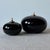 Set of 2, one large and one small, vintage 1980s, minimalist modern, black orb-shaped ceramic Oil Lamps by Hoganas Keramik...