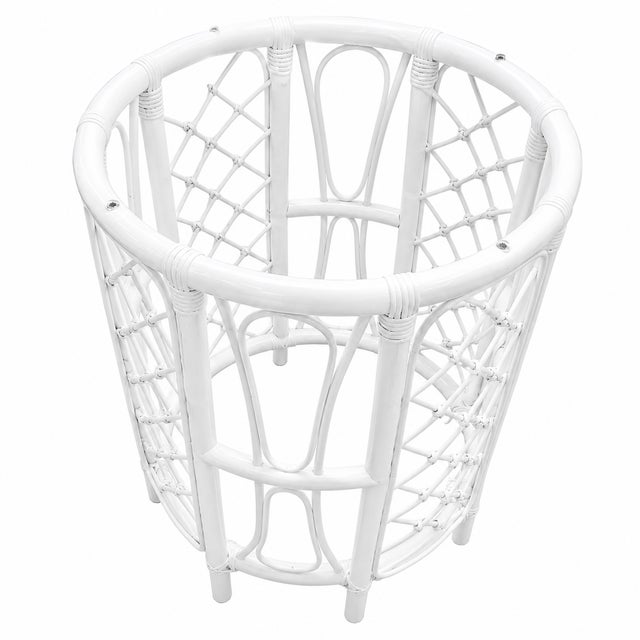 Vintage Coastal High-Gloss White Rattan Dining Table with 54" Glass Top For Sale In West Palm - Image 6 of 6