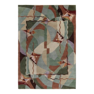 Rug & Kilim Chinese Style Art Deco Rug in Green, Blue & Brown Patterns - 8'x10' For Sale