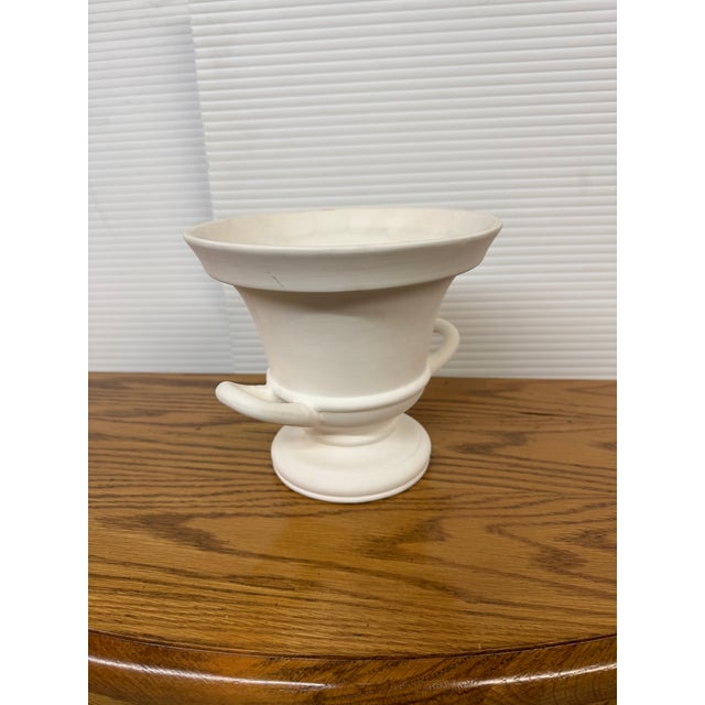 Double Handle Trophy Urn/Pedestal Vase, White For Sale In San Francisco - Image 6 of 12