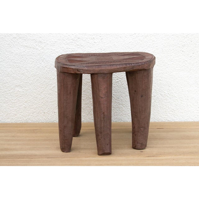 Carved Chunky Wood African Stool For Sale - Image 4 of 9