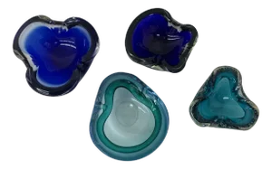 Mid-Century Blue Murano Glass Bowls, 1970s, Set of 4