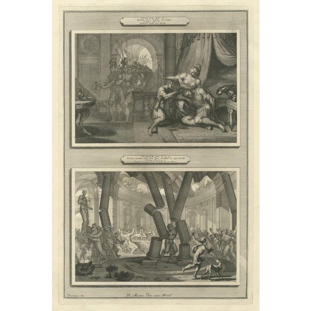 Pieter Mortier, Samson and Delilah and Samson Destroys the Temple of Dagon, Mortier , 1700, Engraving For Sale - Image 12 of 12