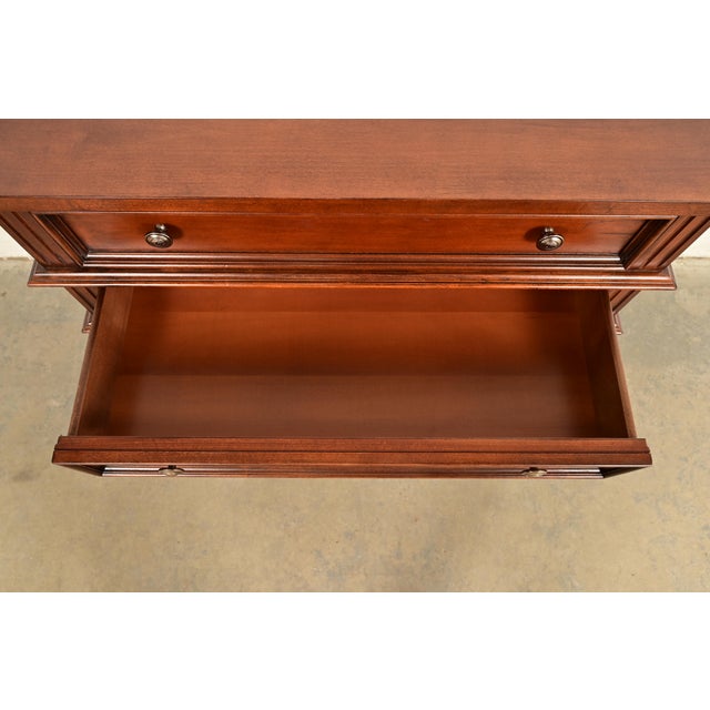 Wood Drexel Heritage French Regency Louis XVI Carved Mahogany and Cane Console Table or Server For Sale - Image 7 of 17