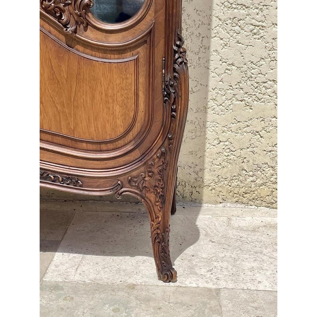 Louis XV Style Walnut Display Cabinet For Sale - Image 12 of 13